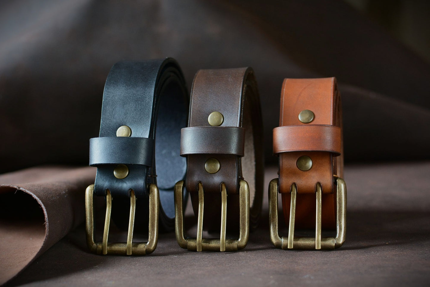 Ceinture classique havane (boucle double ardillon)