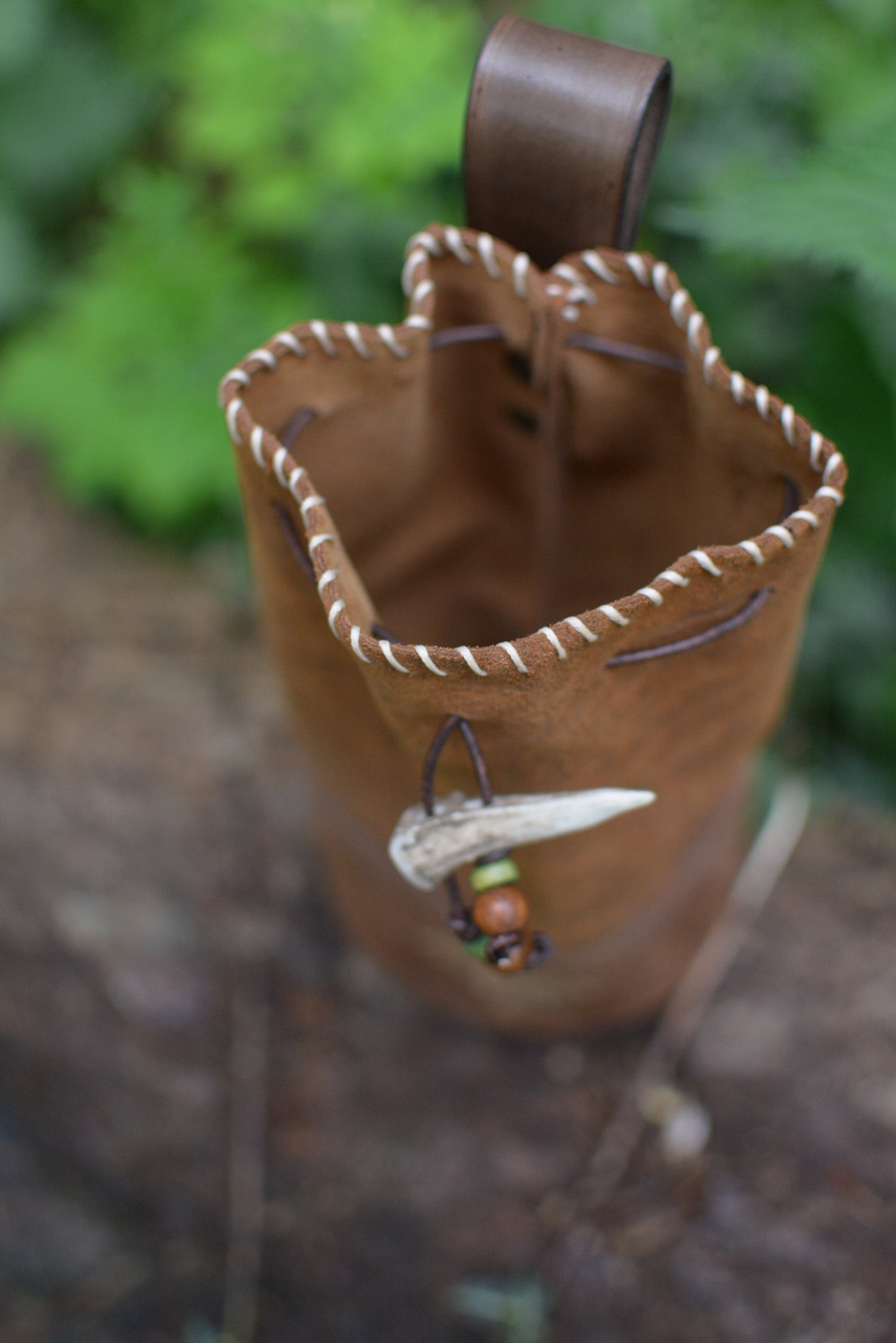 Bourse en daim & cuir de poisson