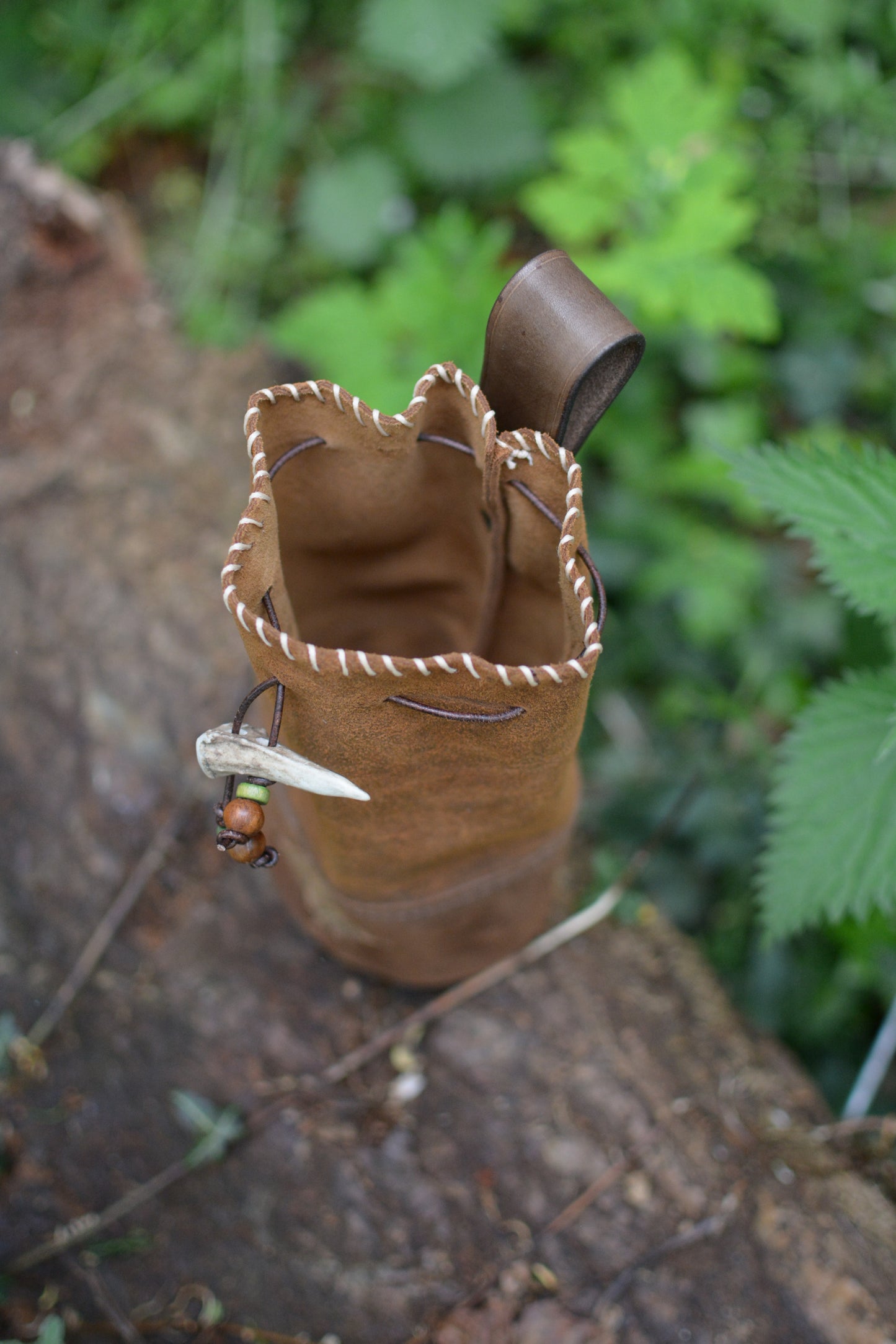 Bourse en daim & cuir de poisson