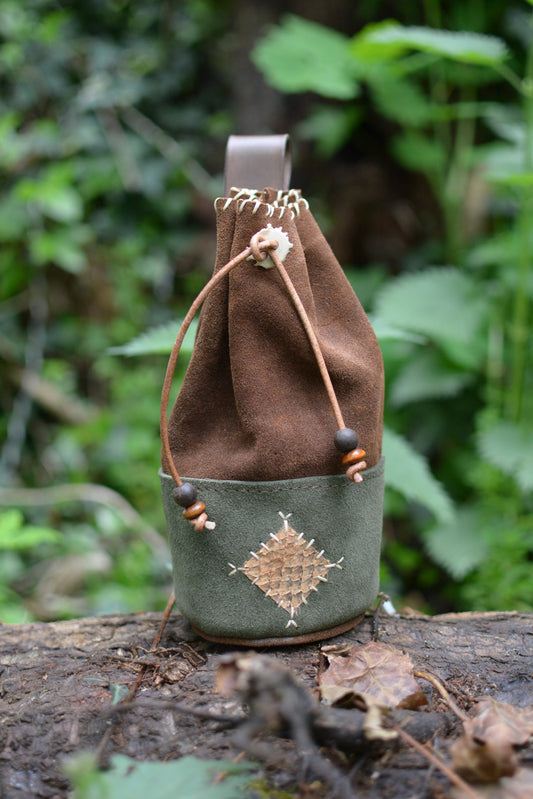 Bourse en daim & cuir de poisson