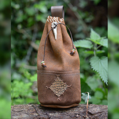 Bourse en daim & cuir de poisson