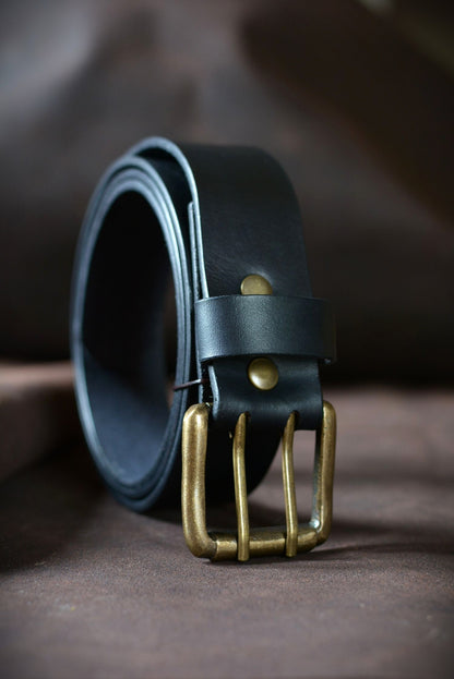 Ceinture classique noire (boucle double ardillon)