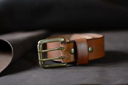 Ceinture classique havane (boucle double ardillon)