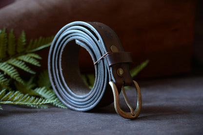 Ceinture folk roulée détail épaisseur 3 mm cuir tannage végétal marron foncé – L'Atelier d'Amrod