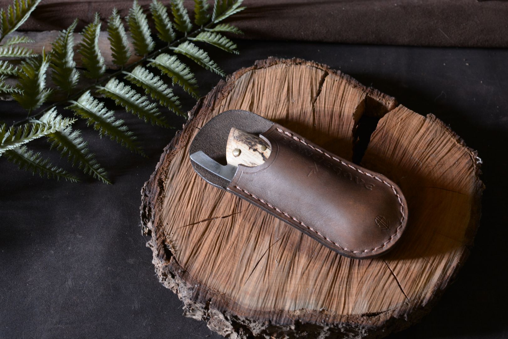 L'Andégave rangé dans sa pochette cuir – protection et transport