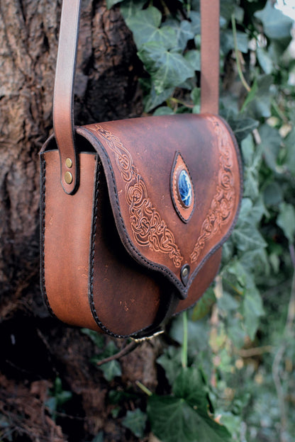 Sac en cuir repoussé "Oseberg" avec dragons vikings