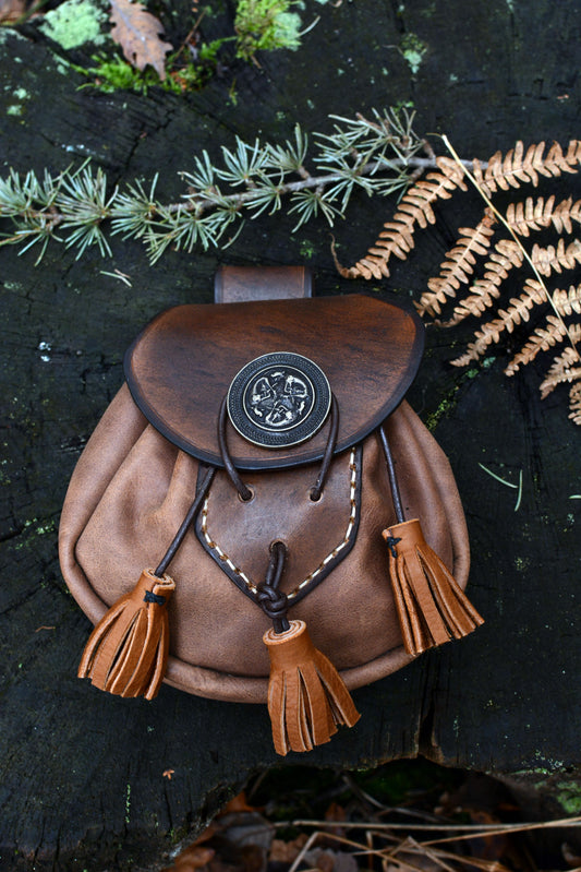 Sporran traditionnel écossais marron